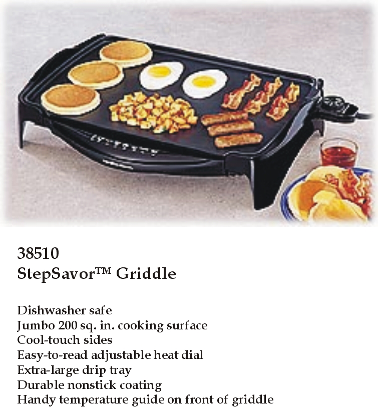 Hamilton Beach StepSavor Jumbo Griddle (38510) - Grill - electrical - 200  sq.in 